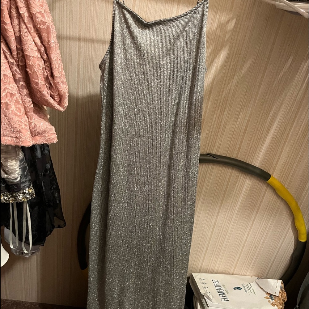Long shimmer slip dress